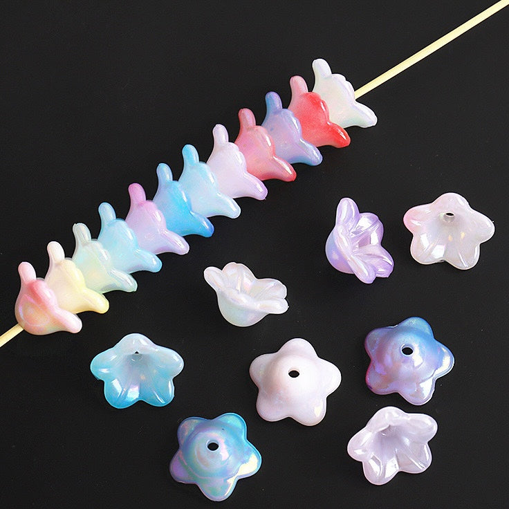 FS2282-7*12mm AB Gradient Color Valley Of Lily Flower Acrylic Beads For Making Car Hangers