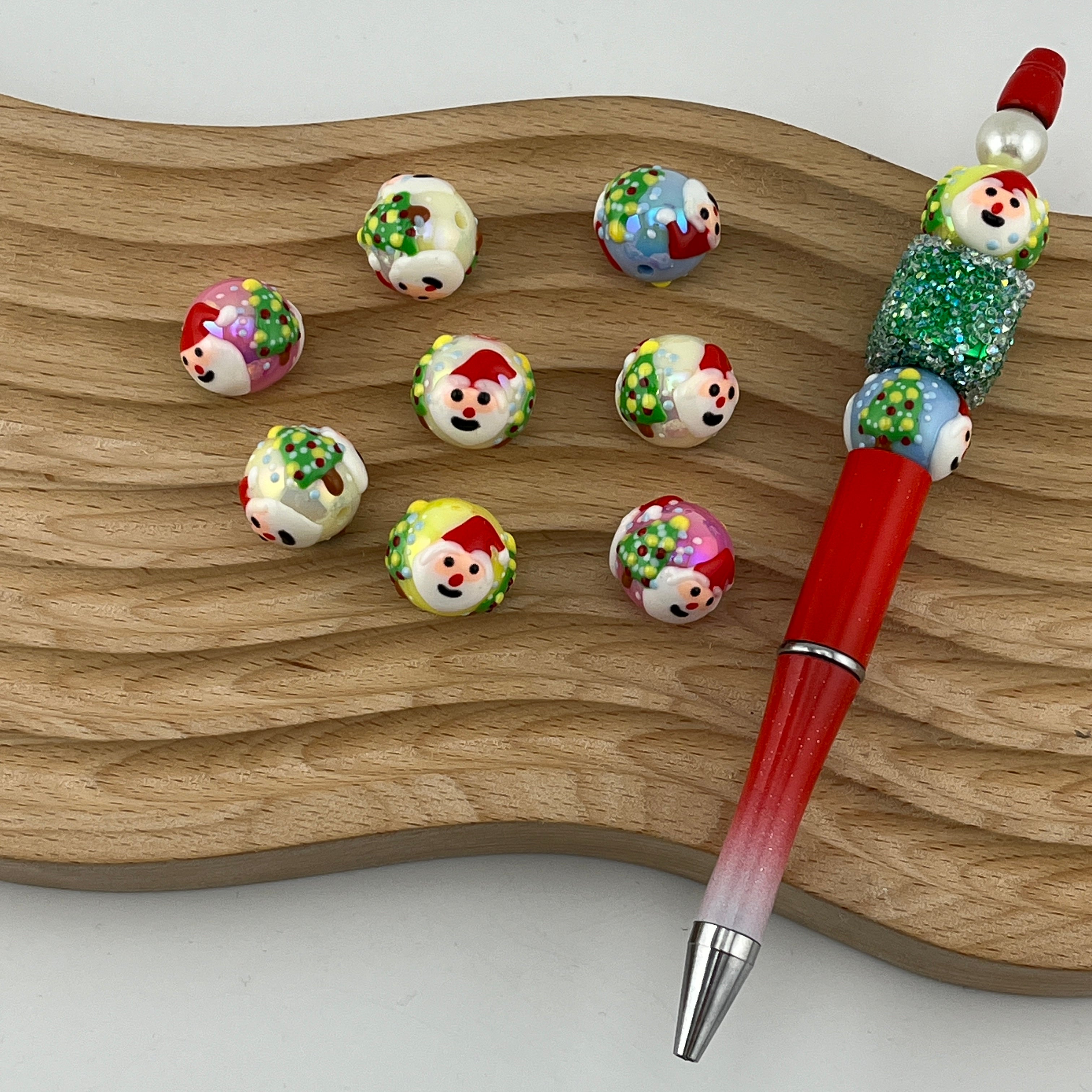 FS1553-(Clearance Sale) Christmas Handpainted Acrylic Beads Fit For Beadable Pens