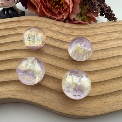 FS3521- Random Mixed Color 25mm Solize UV Resin Beads (Half Hole For Making Charms)