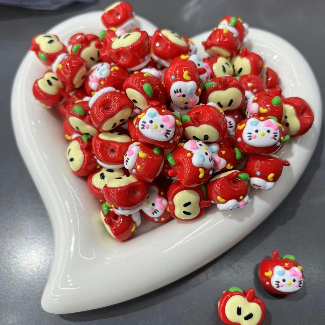 FS1497-Apple HK Handpainted Beads