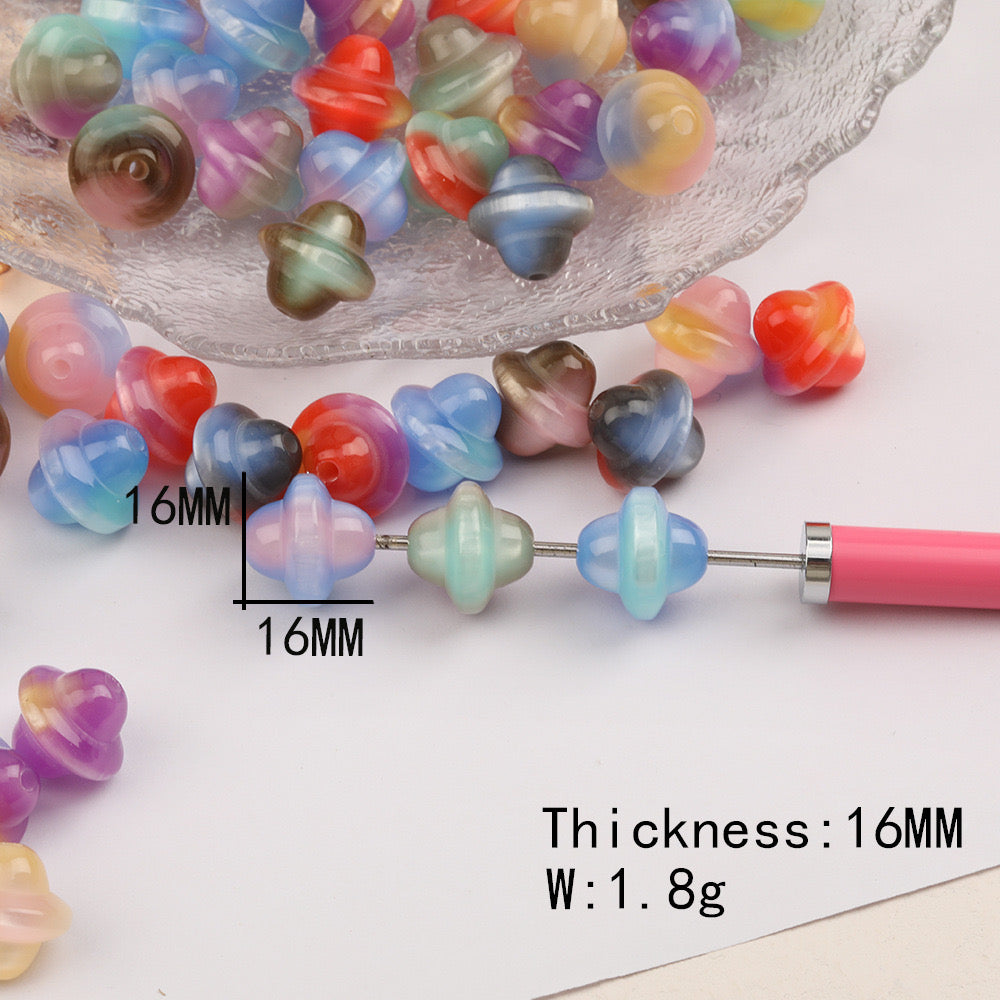 FS2305-16MM Random Mixed Grandient Color Resin Beads Fit For Beadable Pens