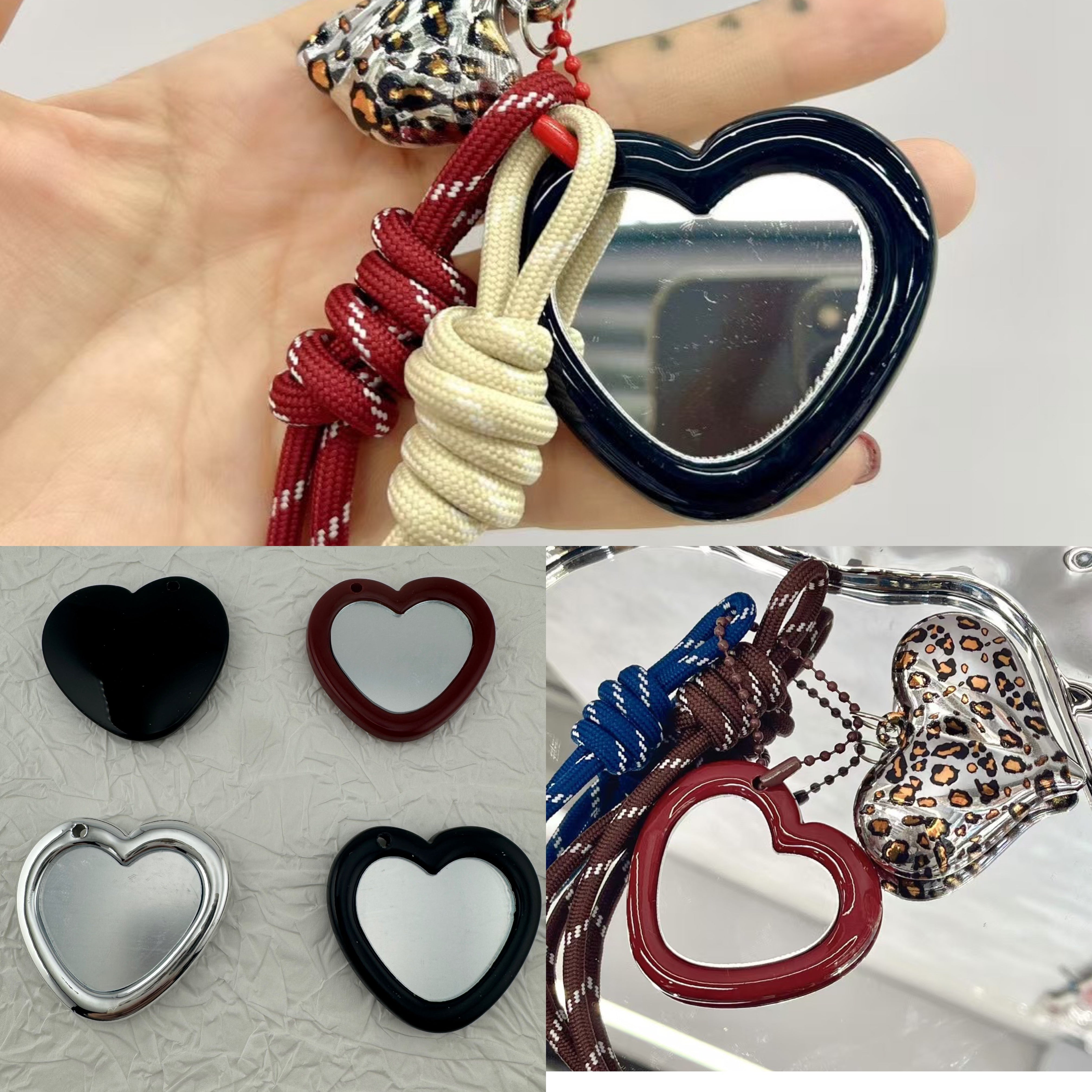 FS2279-Heart Shape Mirror Acrylic Charms For Making Key Chain