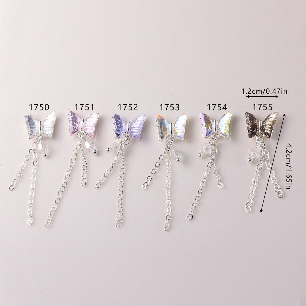 FS2732-1.2¡Á4.2cm AB Color Butterfly Nail Charms For Making Fancy Beads Or Fancy Pen