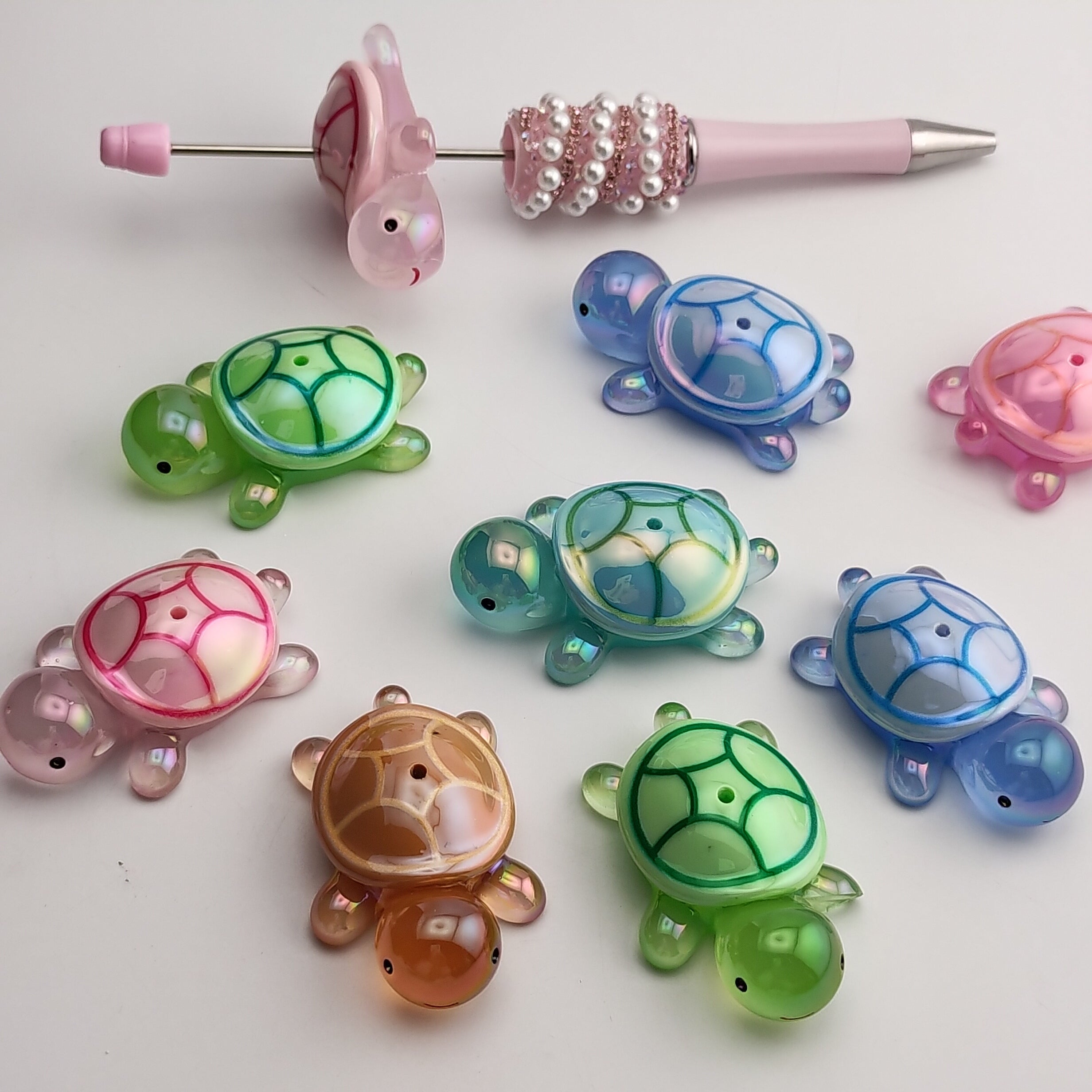 FS0451- 10PCS UV Cute turtle beads Fit For Beadable Pens