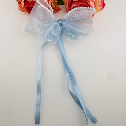 [KM7024]-  Lace Pearl Edge Fabric Bows