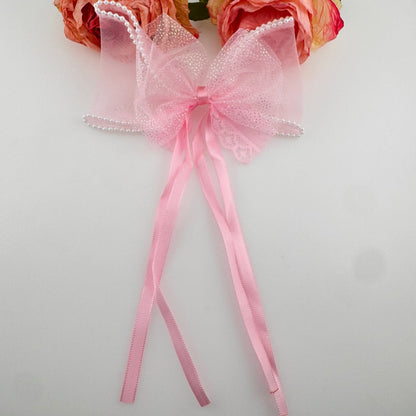 [KM7024]-  Lace Pearl Edge Fabric Bows