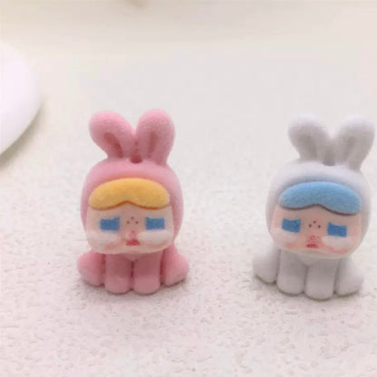 FS2923- 5 Pieces Flocked Cry Baby Rabbit Beads