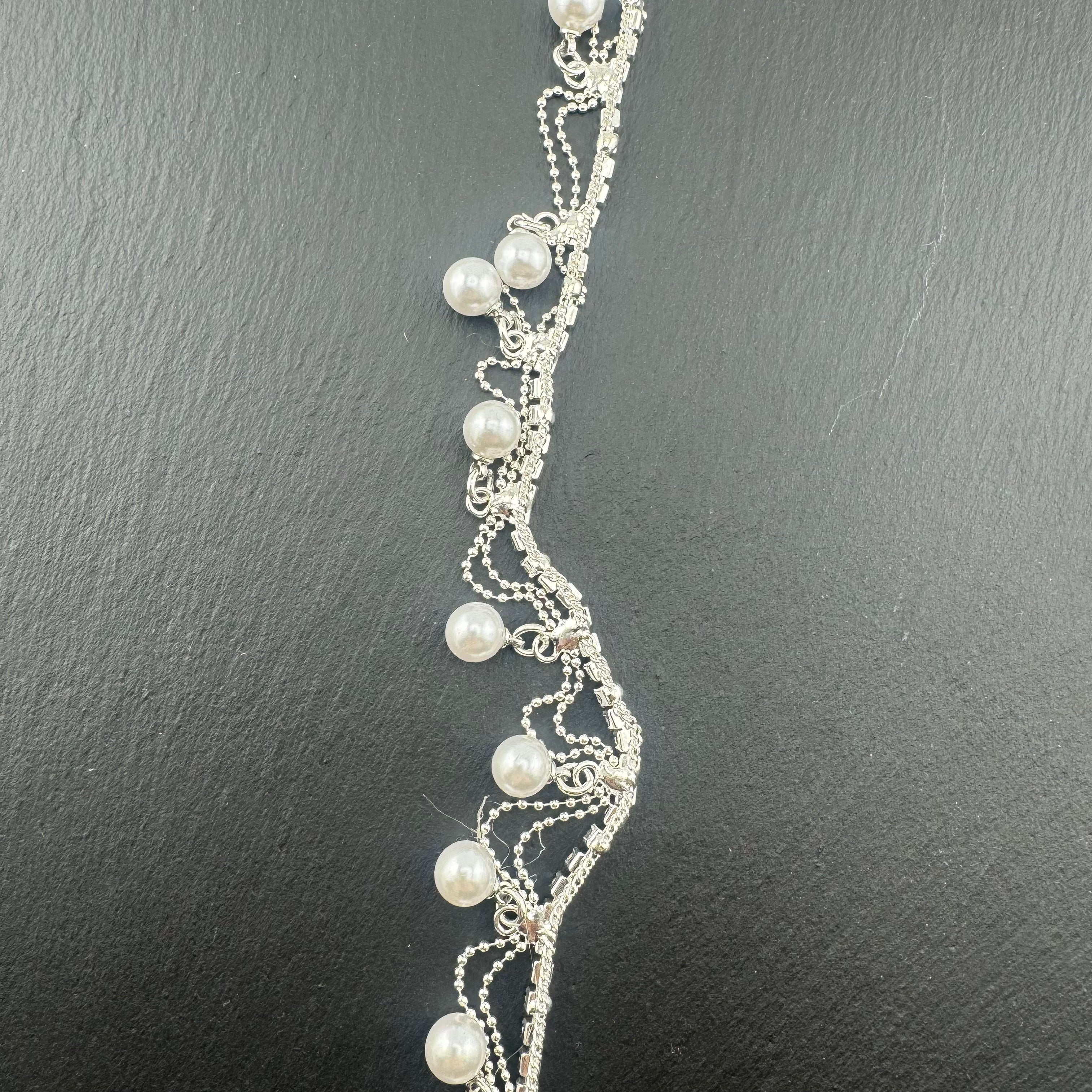 FS0062-50cm Double Layer Chain With Pearl Dangle