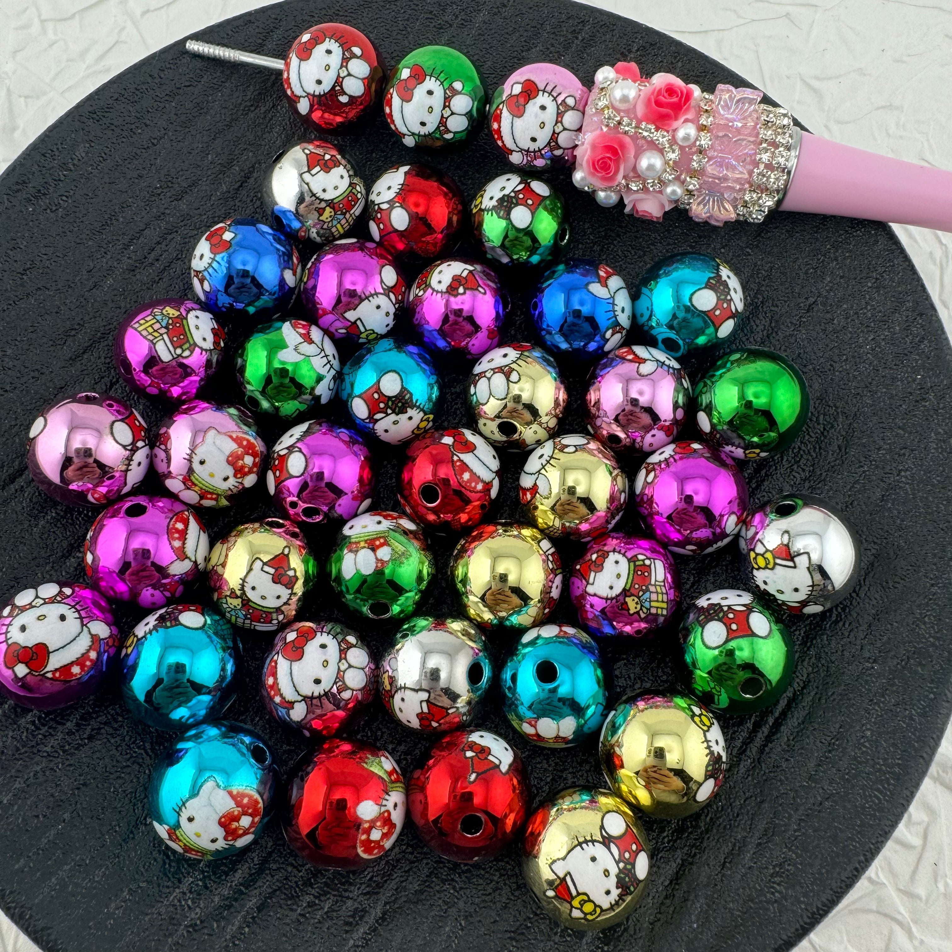 FS2255-Random Mixed Color HK  Metallic UV Shiny Acrylic Beads Fit For Beadable Pens