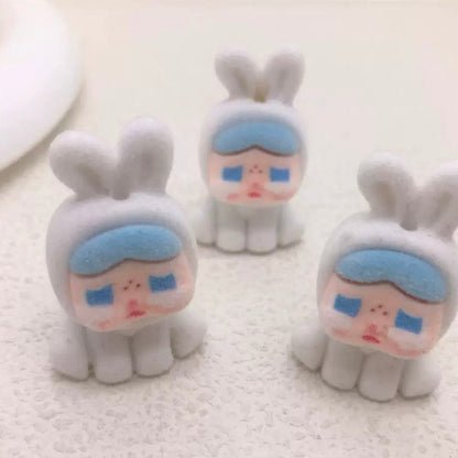 FS2923- 5 Pieces Flocked Cry Baby Rabbit Beads