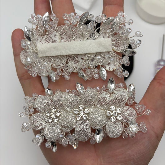 FS5410- About 50*100mm Handmade 3 Diamonds Flowers With Crystal