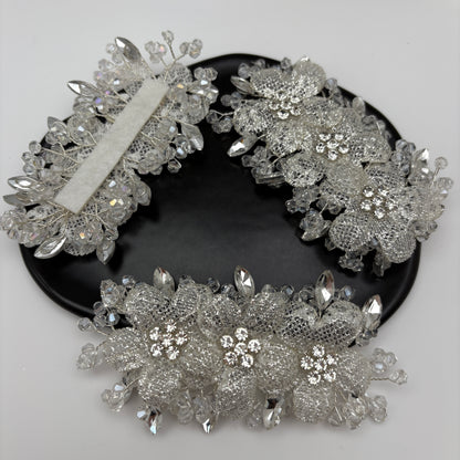 FS5410- About 50*100mm Handmade 3 Diamonds Flowers With Crystal