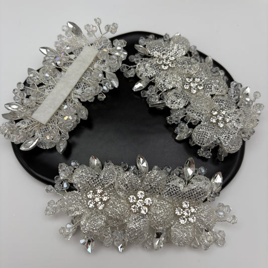 FS5410- About 50*100mm Handmade 3 Diamonds Flowers With Crystal