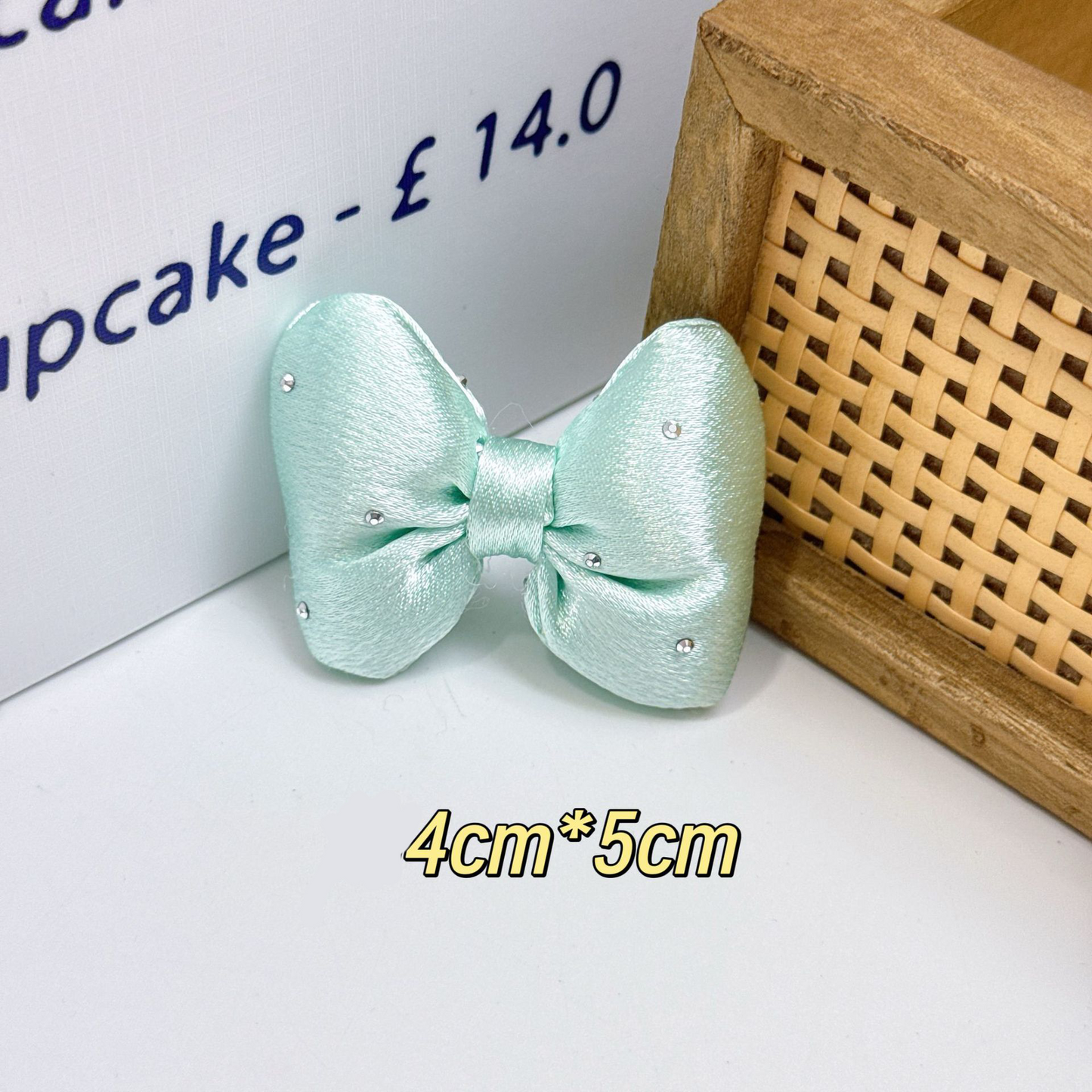 [KM6978]- 4mm*5mm Puffy Rhinestone Fabric Bows