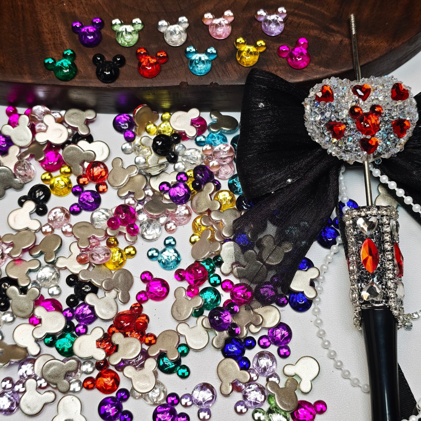 [KM6949]- 9mm*10mm M Mickey Head Crystal Diamonds Nail Art Charms
