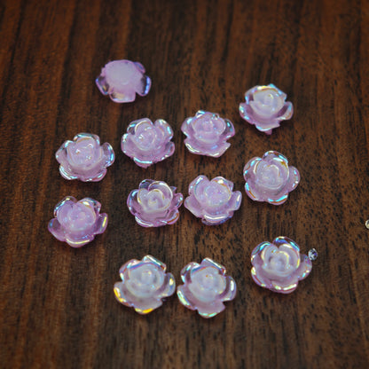 [KM1505]- 8mm UV Luminous Glowing Rose Flower Nail Resin Charms, For Making Fancy Pen Or Fancy Beads
