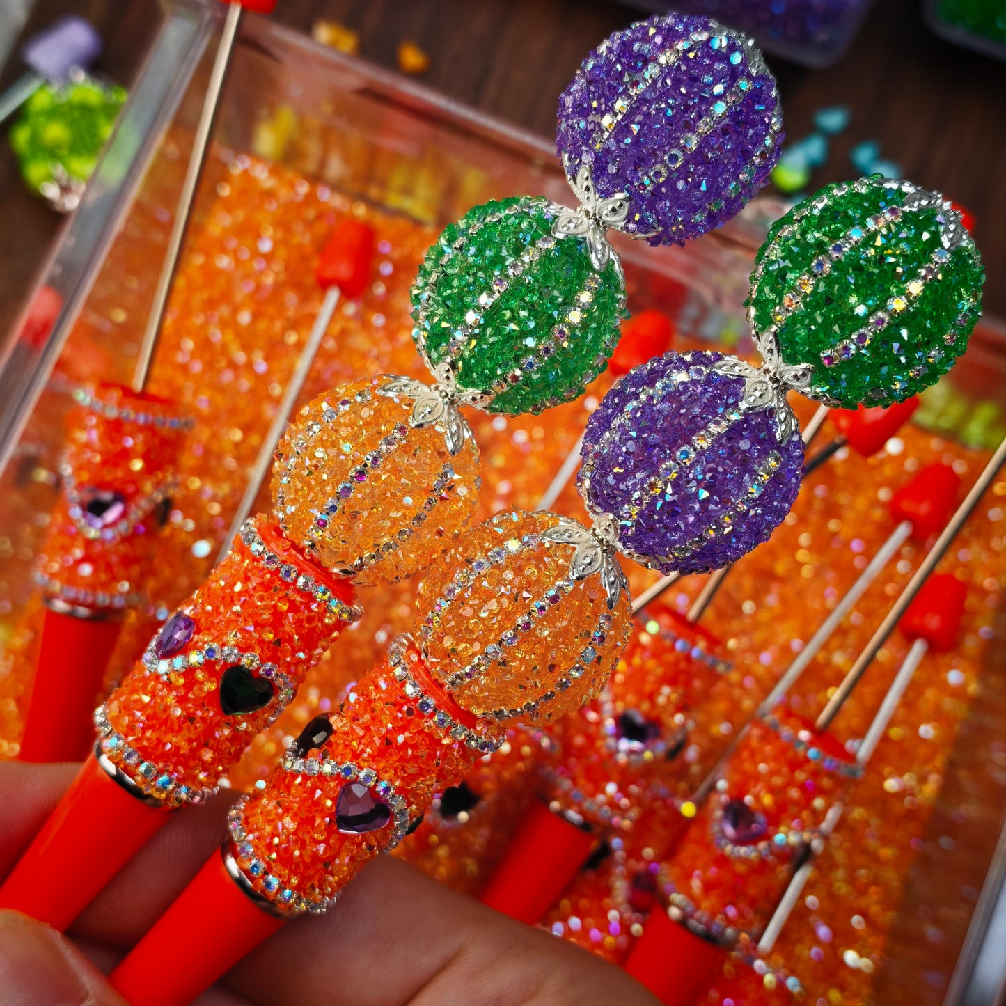 [KM6992]- 23.5mm Neon Orange Color Pumpkin Fancy Sugar Beads