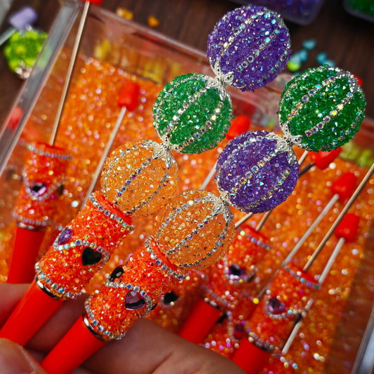 [KM6992]- 23.5mm Neon Orange Color Pumpkin Fancy Sugar Beads