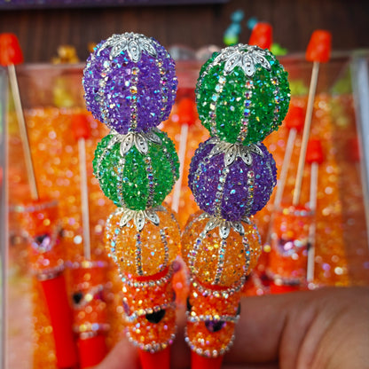 [KM6992]- 23.5mm Neon Orange Color Pumpkin Fancy Sugar Beads