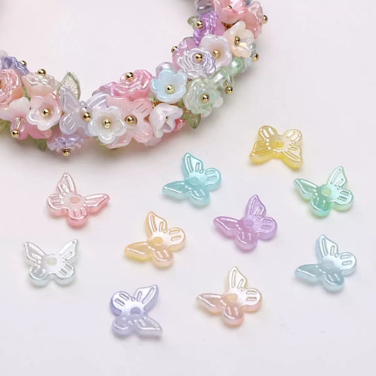 FS6471- Approximately 10×11mm Pearl Looking Butterfly With Hole Acrylic Beads (約10×11mmの真珠のような蝶の穴付きアクリルビーズ)