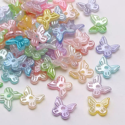 FS6471- Approximately 10×11mm Pearl Looking Butterfly With Hole Acrylic Beads (約10×11mmの真珠のような蝶の穴付きアクリルビーズ)