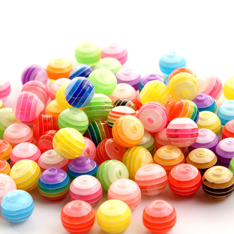 FS1966-Random Mixed Color Rainbow Resin Beads Fit For Beadable Pens