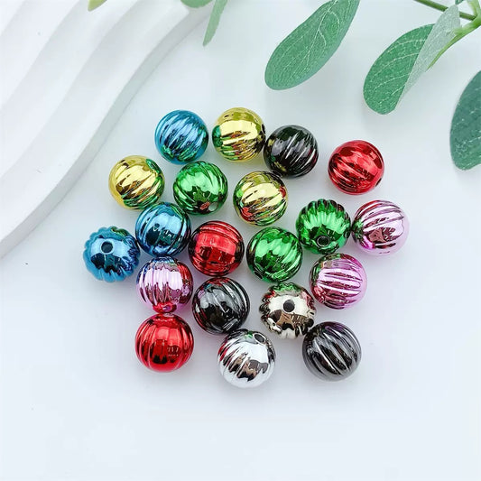 FS4217-16mm Electroplated Metalic Looking Pumpkin Beads