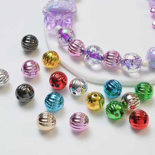 FS4217-16mm Electroplated Metalic Looking Pumpkin Beads