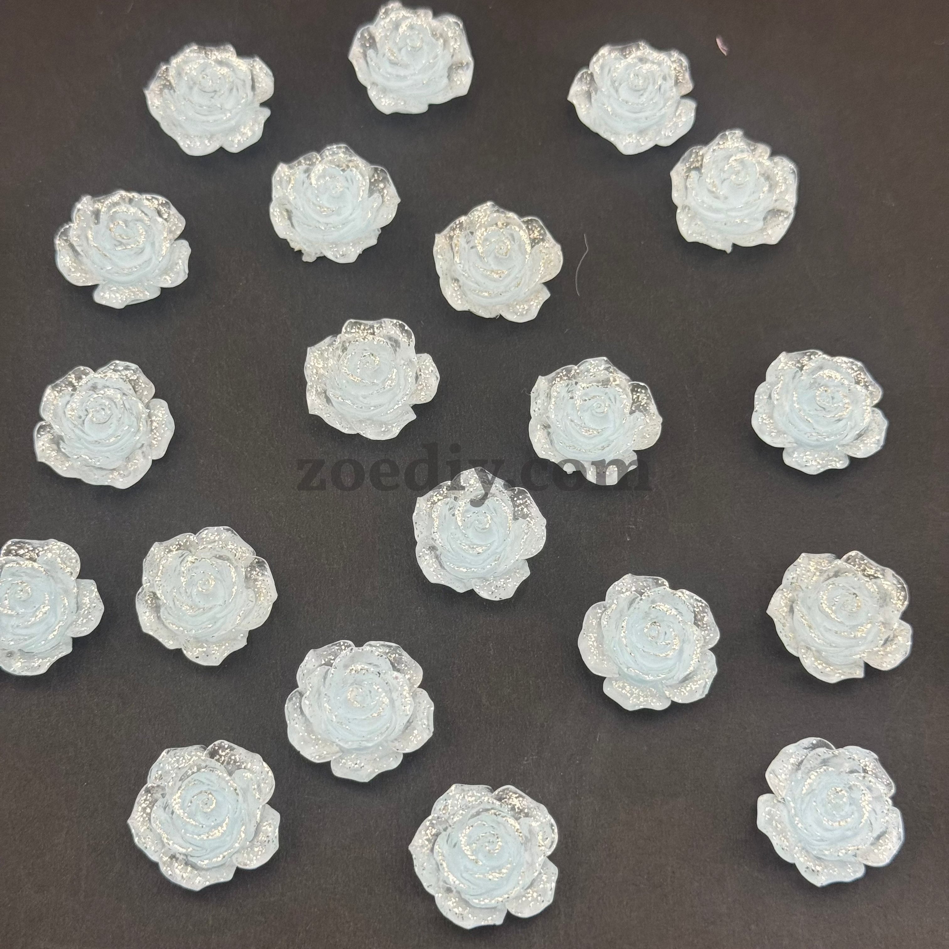 FS0059-18MM Mixed Color Fine Glitter Camellia Flower Resin Accessories For Making Fancy Beads