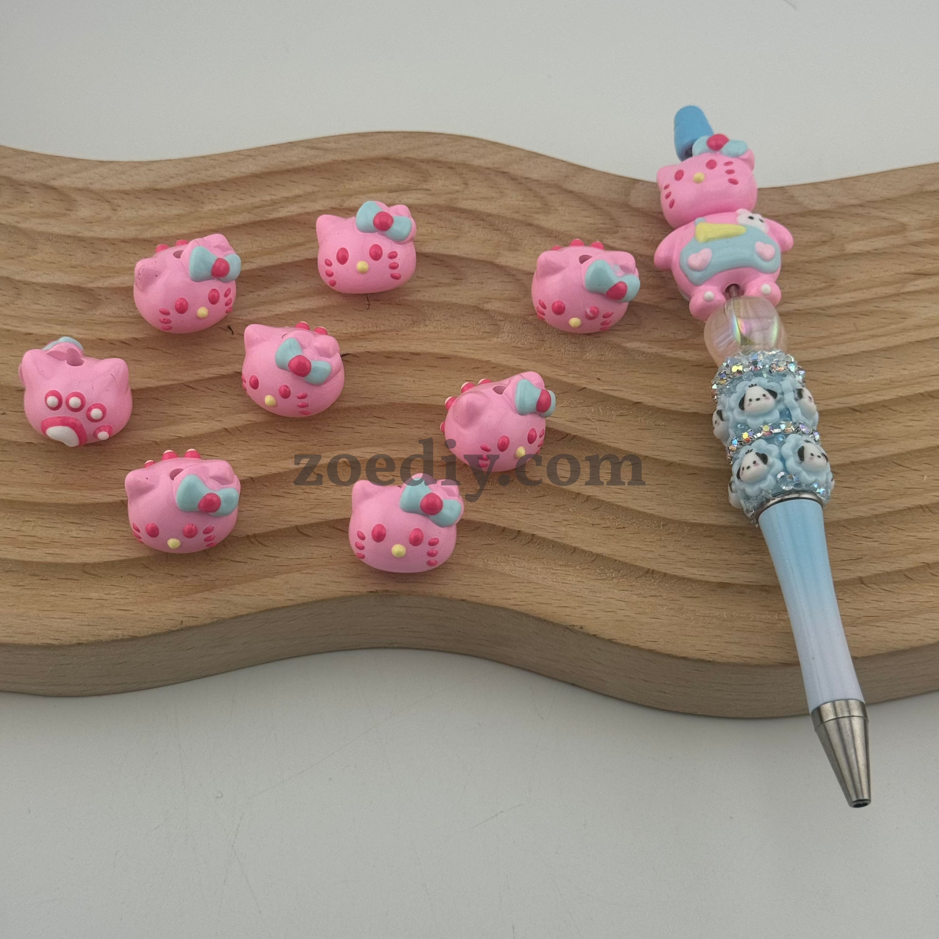 FS035- 4Mixed Color HK Head Hand Painting Acrylic Beads Fit For Beadable Pens