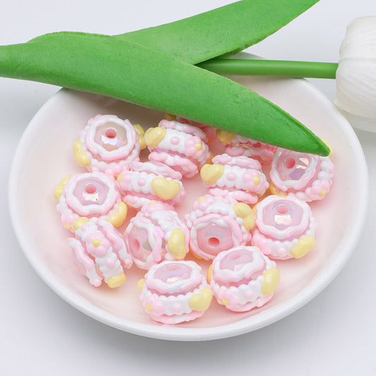 FS4391- 16mm Pink Hand-Painted Beads