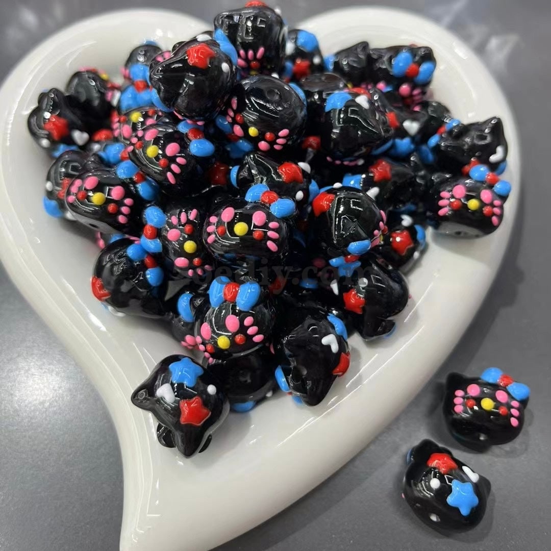 FS035- 4Mixed Color HK Head Hand Painting Acrylic Beads Fit For Beadable Pens