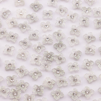 FS5752- Approximately 6mm Diamond-Embedded Soft Flower Nail Stickers