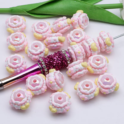 FS4391- 16mm Pink Hand-Painted Beads