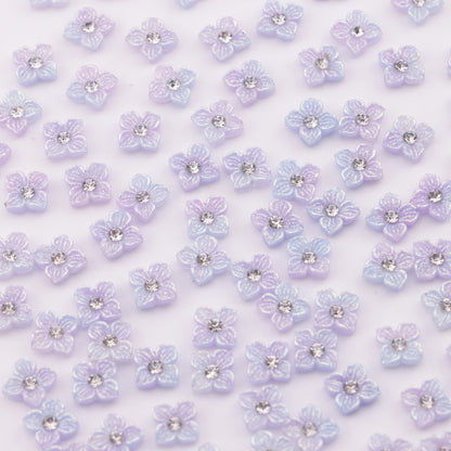 FS5752- Approximately 6mm Diamond-Embedded Soft Flower Nail Stickers