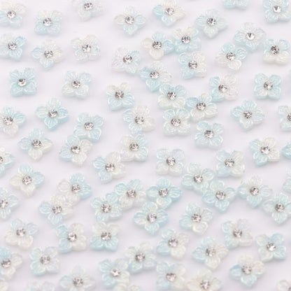 FS5752- Approximately 6mm Diamond-Embedded Soft Flower Nail Stickers