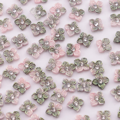 FS5752- Approximately 6mm Diamond-Embedded Soft Flower Nail Stickers