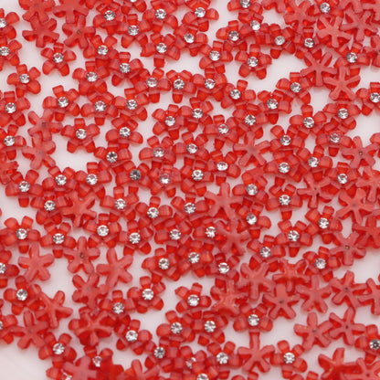 FS5707- 6.5mm 5-Petal Flower Charms With Diamonds