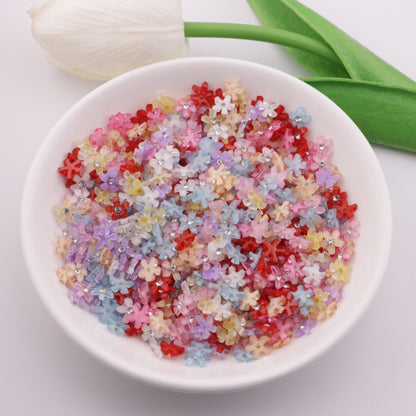 FS5707- 6.5mm 5-Petal Flower Charms With Diamonds