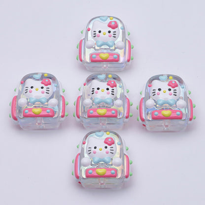 FS5038- Kitty Transparent Schoolbag Hand Painted Beads