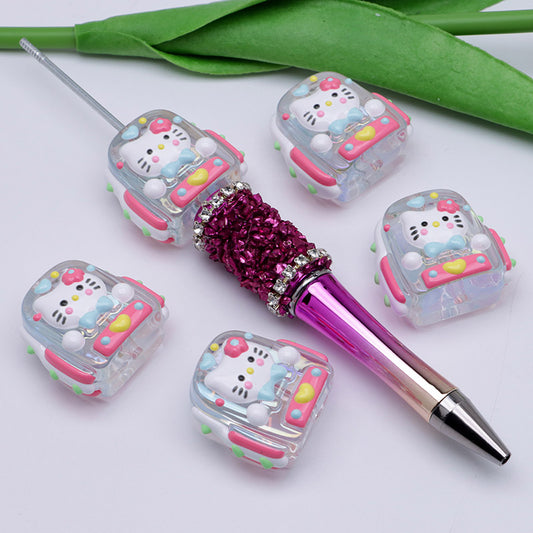 FS5038- Kitty Transparent Schoolbag Hand Painted Beads