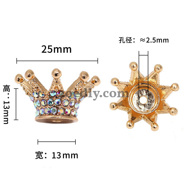 FS0908- 25MM Mixed Color Stereoscopic Diamond Crown Alloy Spacer