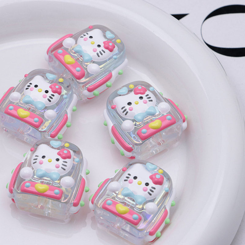 FS5038- Kitty Transparent Schoolbag Hand Painted Beads