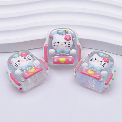 FS5038- Kitty Transparent Schoolbag Hand Painted Beads