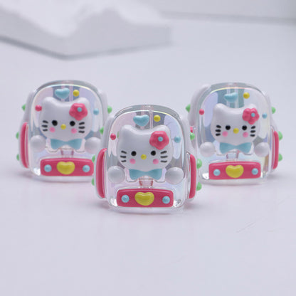 FS5038- Kitty Transparent Schoolbag Hand Painted Beads