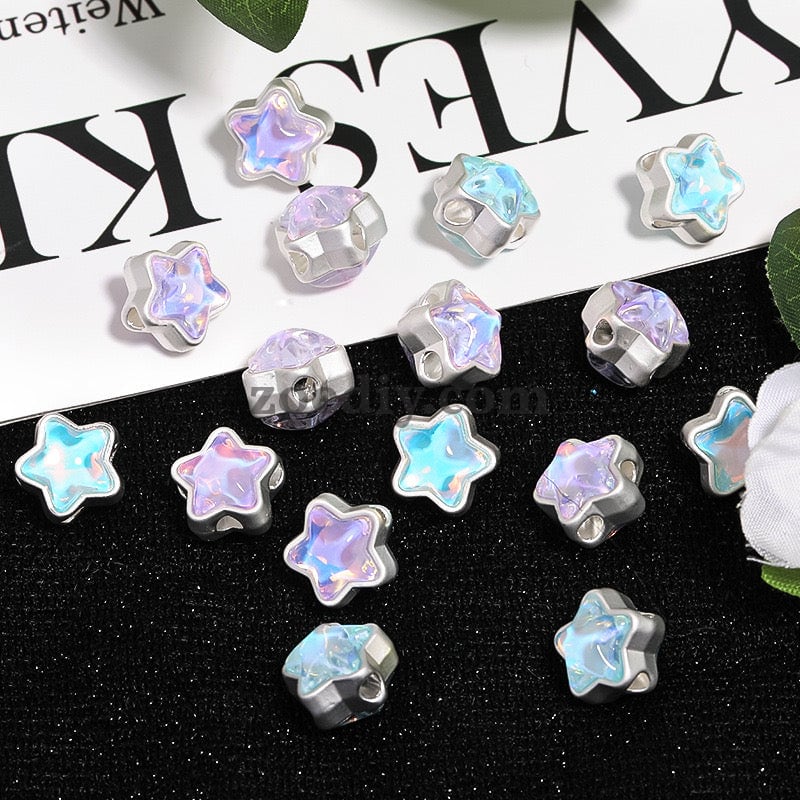 FS1536-12MM Mixed Color Mermaid Aurora Five-pointed Star Alloy Spacer