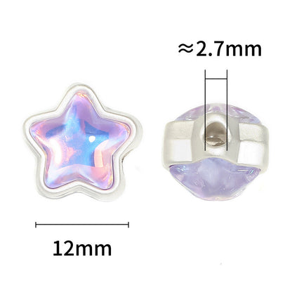 FS1536-12MM Mixed Color Mermaid Aurora Five-pointed Star Alloy Spacer