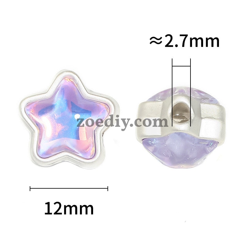 FS1536-12MM Mixed Color Mermaid Aurora Five-pointed Star Alloy Spacer