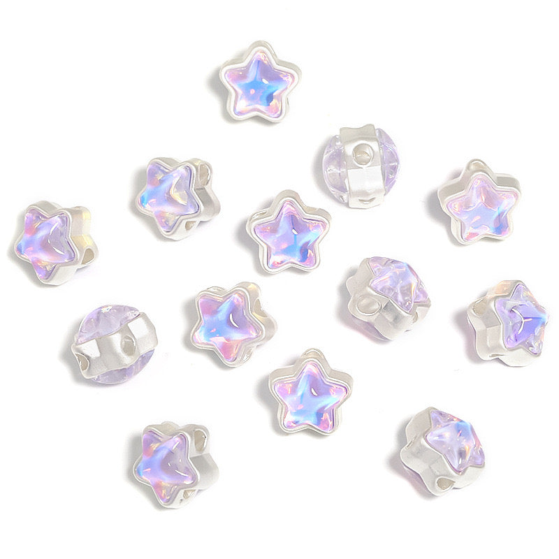 FS1536-12MM Mixed Color Mermaid Aurora Five-pointed Star Alloy Spacer