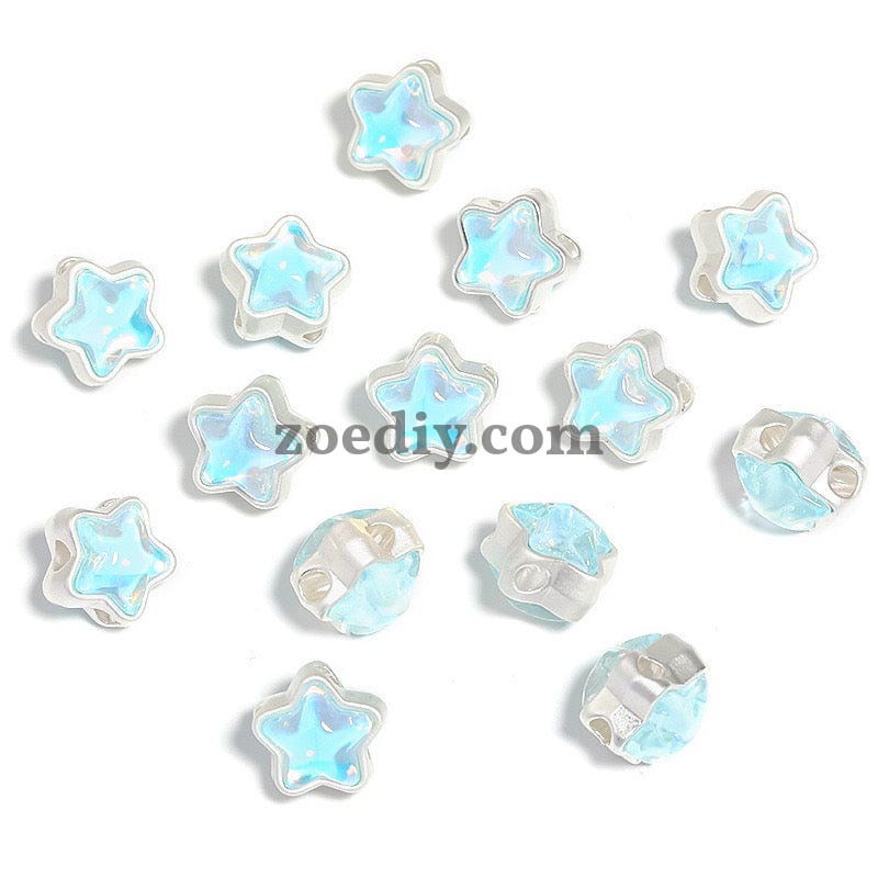 FS1536-12MM Mixed Color Mermaid Aurora Five-pointed Star Alloy Spacer